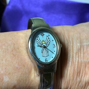 Vintage Guardian Angel Cuff Bracelet Wrist Watch Needs Battery